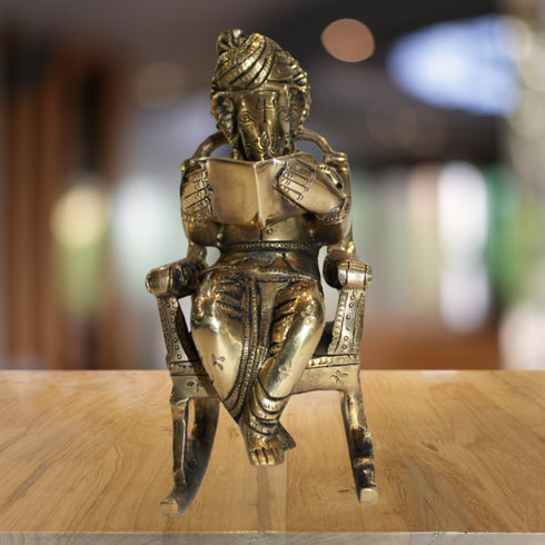 Brass Chair Ganesh Statue 1839g